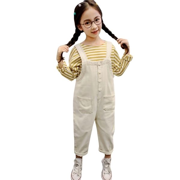 

kids clothes girls striped teenage clothing tshirt + jumpsuit girl set spring autumn children's tracksuits 210528, White
