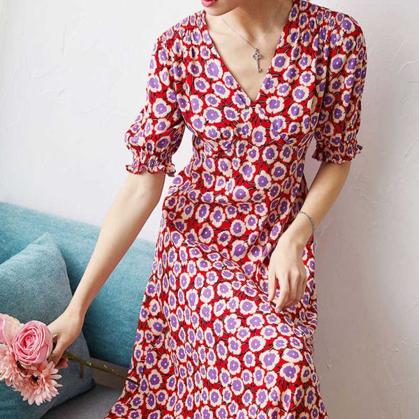 

casual dresses silk dress printed flower short floral show thin line female middle length rkb0, Black;gray