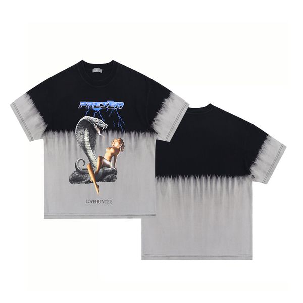

22ss spring summer casual europe beauti snake oversize tee men t shirt short sleeve high streetwear cotton tshirt, White;black