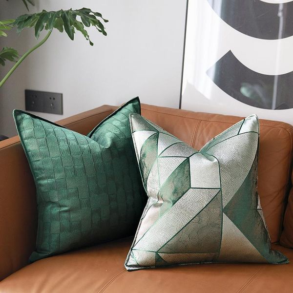 

cushion cover decorative square pillow case modern simple luxury green color abstract geometric jacquard sofa coussin cushion/decorative