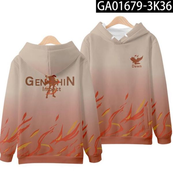 

men's hoodies & sweatshirts genshin impact 3d cosplay men and women print causal anime pullovers tracksuit, Black