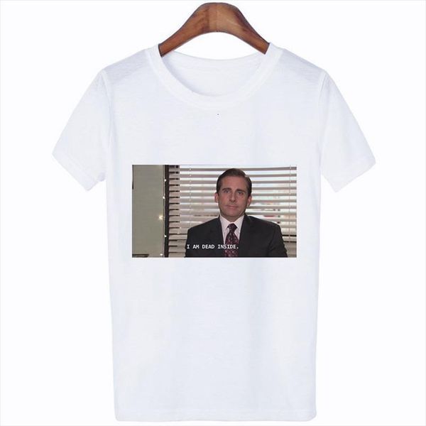 

office michael scott i am womens t shirt dead inside quotes funny printed white short sleeve o neck women tee