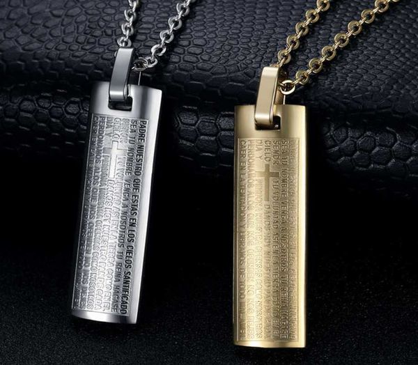 

pendant necklaces hip-hop punk jewelry, street s letter scripture cross necklace, fashion titanium steel accessories men chain, Silver