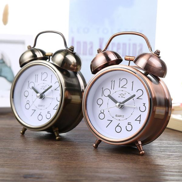 

other clocks & accessories retro alarm clock silent pointer dual bell night light bedroom decor home vintage antique portable