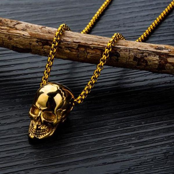 

chains hip hop punk skull titanium steel necklace trend men's retro domineering pendant personalized jewelry accessories, Silver