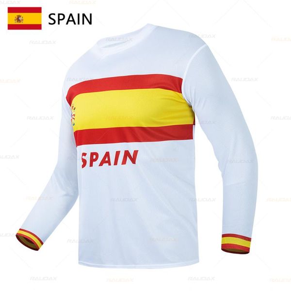

racing jackets motocross jerseys spain flag long sleeve mtb downhill jersey mountain bike dh shirt mx motorcycle clothing boys t-shir, Black;red