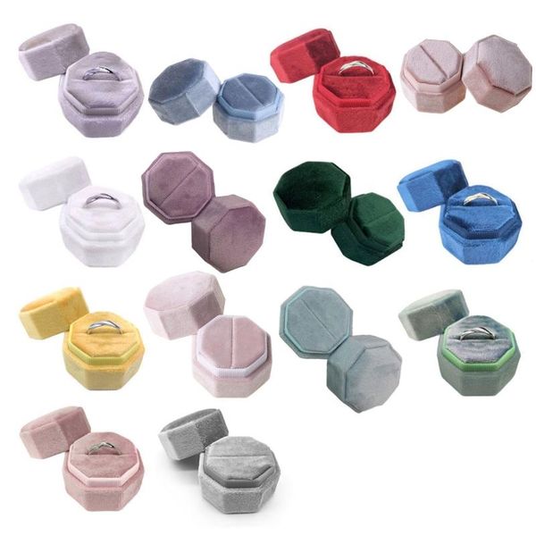 

jewelry pouches, bags 2021 velvet single ring box octagon wedding ceremony with detachable lid trend, Pink;blue