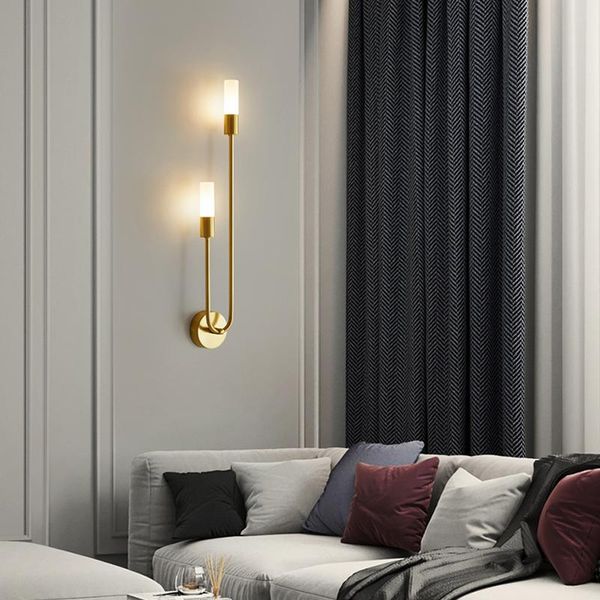 

wall lamp modern golden minimalist living room brass background led light luxury creative bedroom el bedside lighting