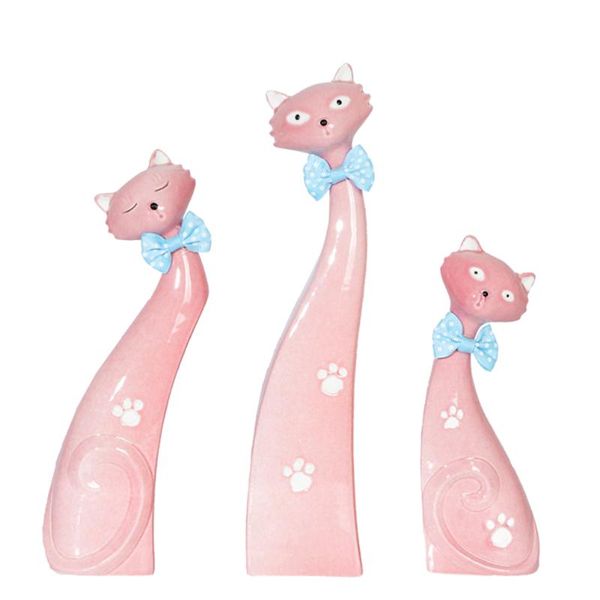 

cat bowls & feeders 3pcs lovely tableornament ceramic sculpture table decor )