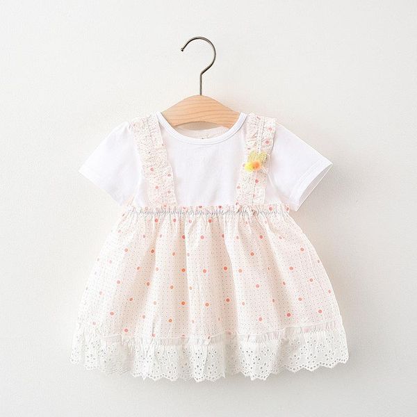 

summer 2021 girls dress polka dot printed children's wear wholesale girl's dresses, Red;yellow