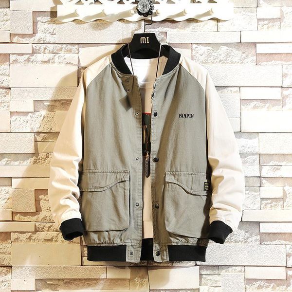 

men's jackets men jacket large pockets mens coats and loose letter embroidery decoration baseball streetwear plus size clothes, Black;brown