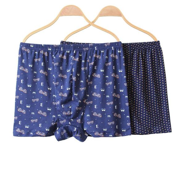 

underpants plus size 100% cotton printed man mens boxers shorts breathable elastic underwear loose soft men panties cueca homme, Black;white