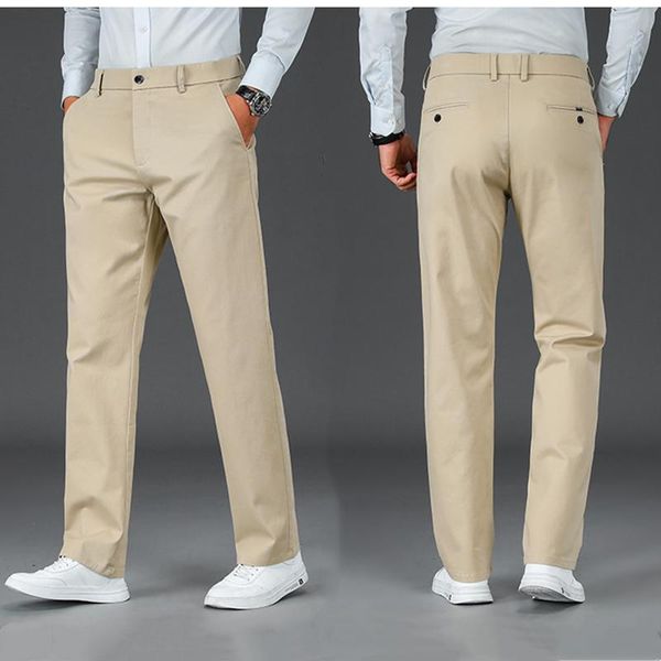 

men's pants autumn winter thick casual men 4 colors classic fashion business slim fit straight elasticity cotton brand trousers 40 42, Black