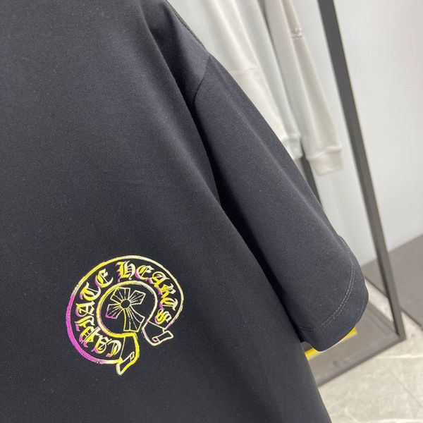 

summer brand 21 fashion ch croxin magic color horseshoe printed casual round neck short sleeve t shirt for men and women, White;black