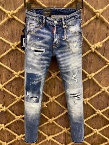 

designer jeans fashion fit distressed ripped biker denim for men trend design jeans hip hop mens jogger pants multi option, Blue