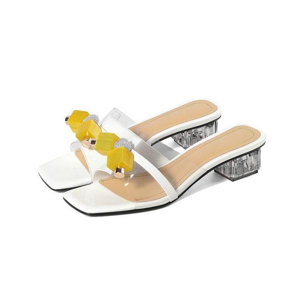 

slippers genuine leather shoes woman crystal low heel female 2021 spring summer black beige