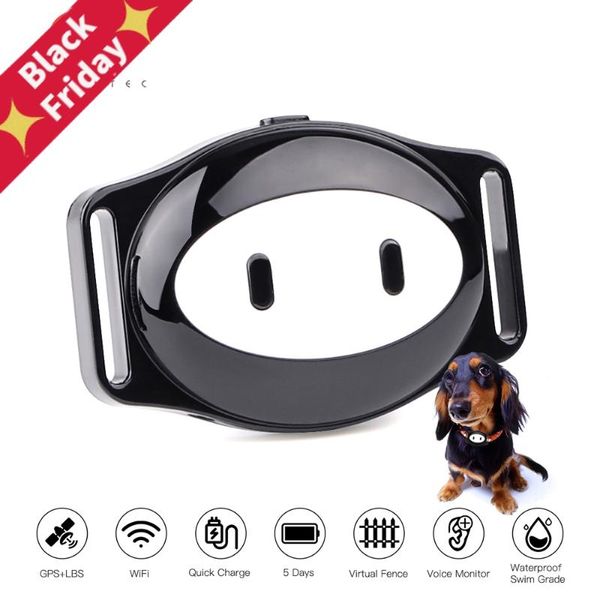 

pet gps tracker dog collar waterproof ip68 5days standby geo-fence mini cat voice call wifi+lbs app car & accessories