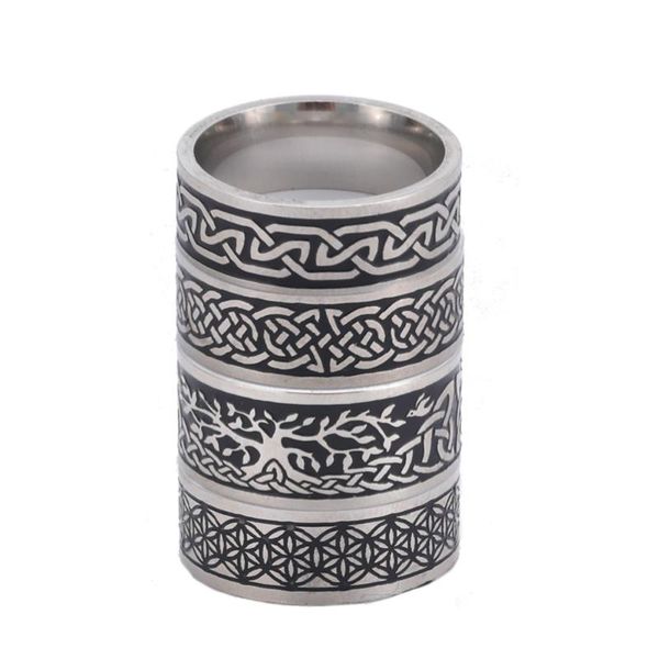

cluster rings skyrim viking men's stainless steel vintage celtics irish knot tree of life amulet finger party jewelry drop, Golden;silver