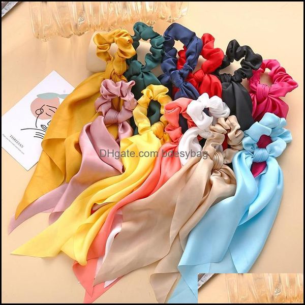

pony tails holder jewelry jewelrylong ribbon women ponytail scrunchies scarf elastic bands knotted streamer ties silky satin headwear hair a, Golden;silver