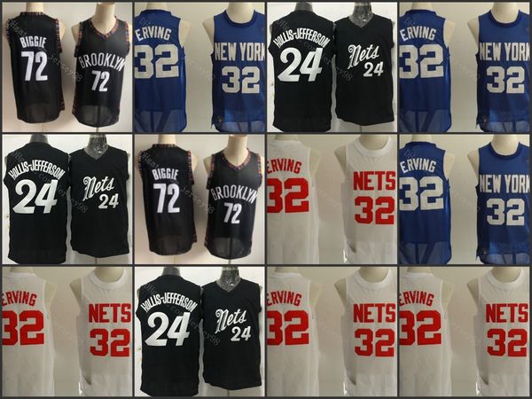 

brooklyn nets men 72 biggie black #32 julius erving men retro jersey