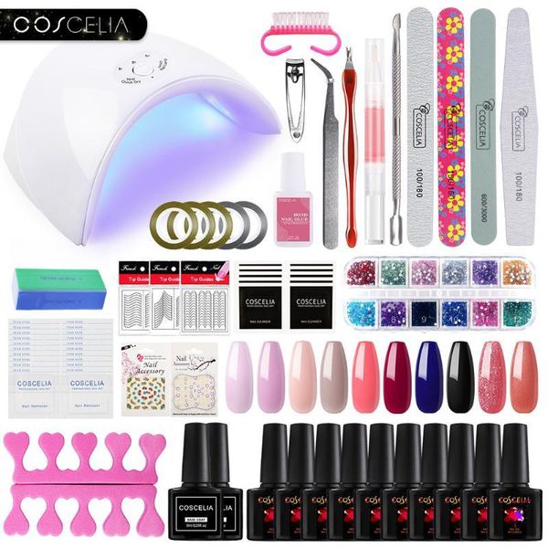 

nail set uv led lamp for manicure gel polish soak off varnish art tools set1