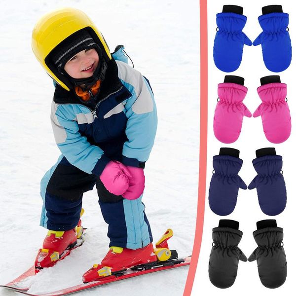 

children's mittens 1 pairs toddler kids baby boys girls ski gloves waterproof warm snow, White