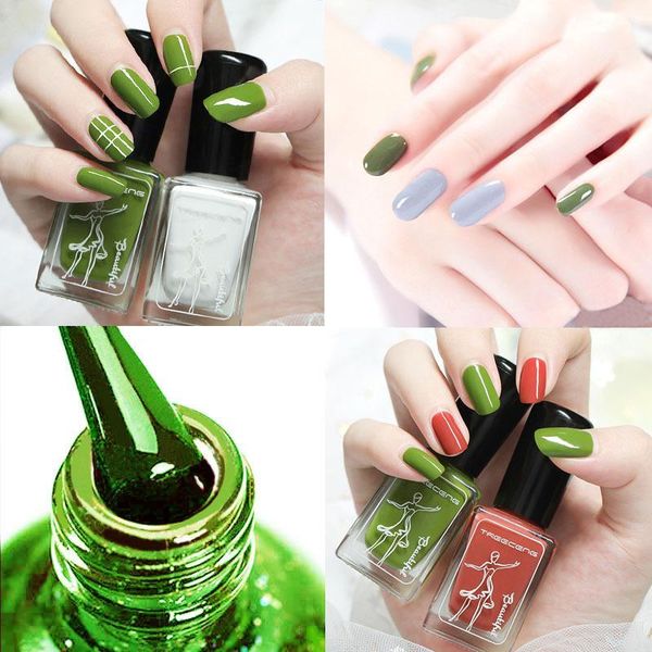 

nail polish waterproof long-lasting non-peeling baking-micro glue nude pearly lustre dazzling pink sequined toenails oil1, Silver;gold