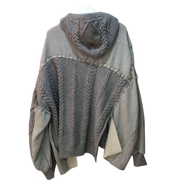 

tees casual patchwork knitted cardigans for women hooded collar long sleeve loose sweater female fashionable spring, White