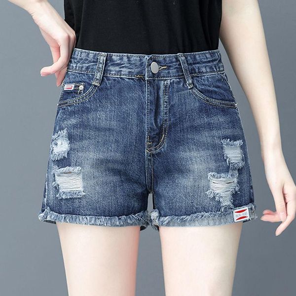 

fashion ripped vintage loose short pants plus size summer korean casual women's jean denim shorts female wide leg high waist, White;black