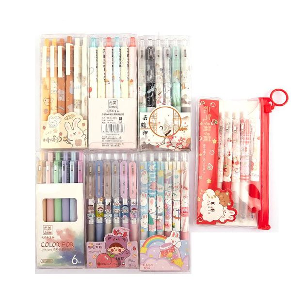 

gel pens 0.5mm 6pcs/lot strawberry black ink pen signature gift stationery for cute school supplies