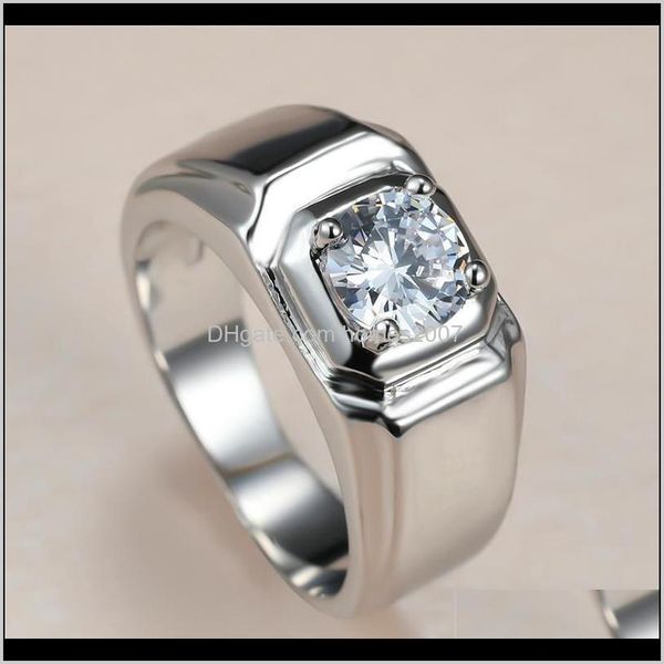 

jewelryclassic male female white round crystal ring charm sier color wedding dainty square zircon engagement rings for women men drop delive, Slivery;golden