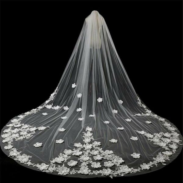 

bridal veils wedding comb cathedral lace flowers headpieces white ivory bride veil accessories, Black