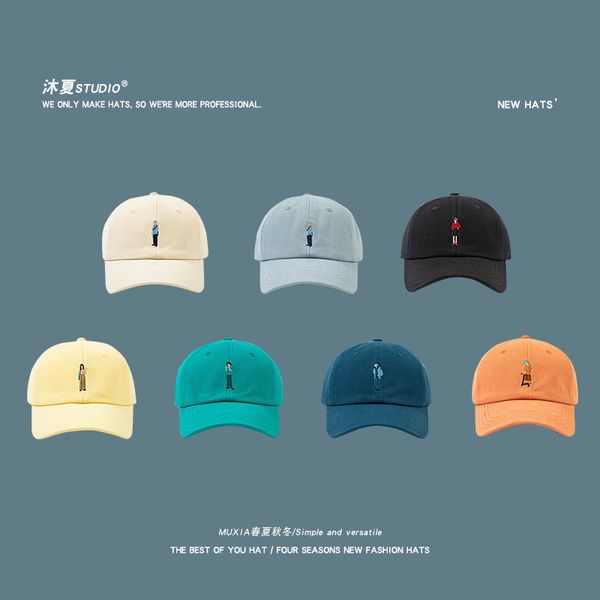 

version ins casual versatile cartoon character embroidered baseball cap female summer men's sun visor cap fashion, Blue;gray