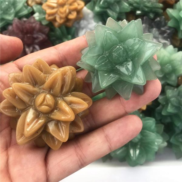 

decorative objects & figurines natural rose quartz crystal colorful aventurine flower hand carved gemstones for gift home decoration
