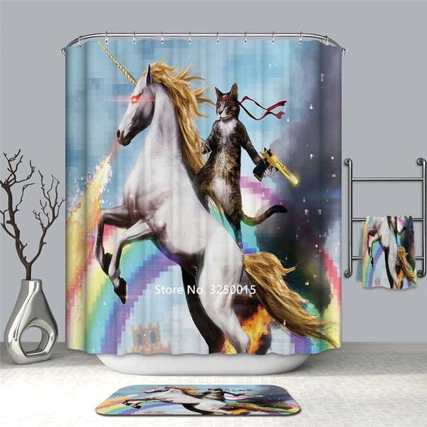 

home decoration cute cartoon animal cat african woman shower curtain waterproof and mildewproof hook can be water curtains