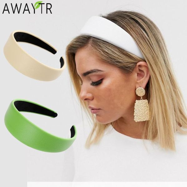 

leather pu wide headbands for girls edging solid color hairband winter hair hoop headband accessories1