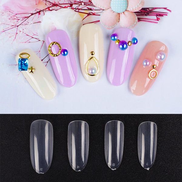 

1bag/lot 50pcs short oval medium false nails full cover single size acrylic clear nail art tips, Red;gold