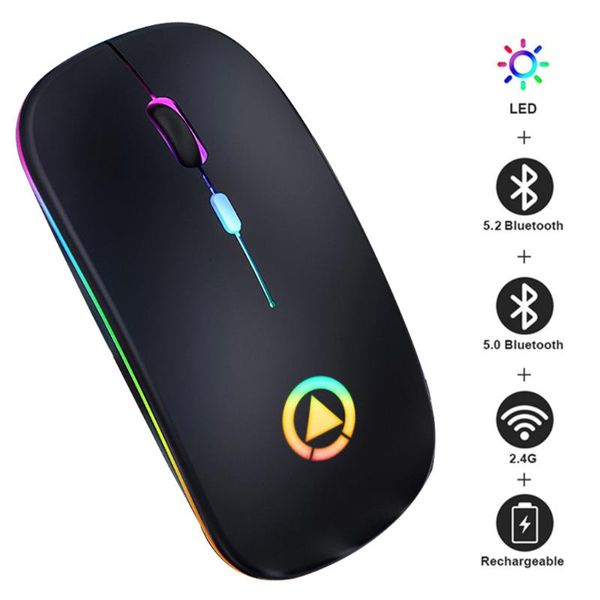 

wireless mouse bluetooth rgb rechargeable computer silent mause led backlit ergonomic gaming for lappc office mice