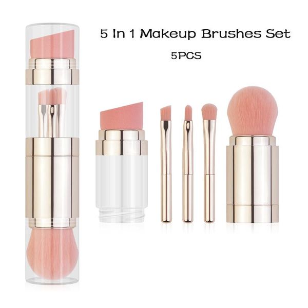 

makeup brushes 5 in 1 set multifunctional spong eyebrow brush foundation blush powder puff cosmetics tslm1