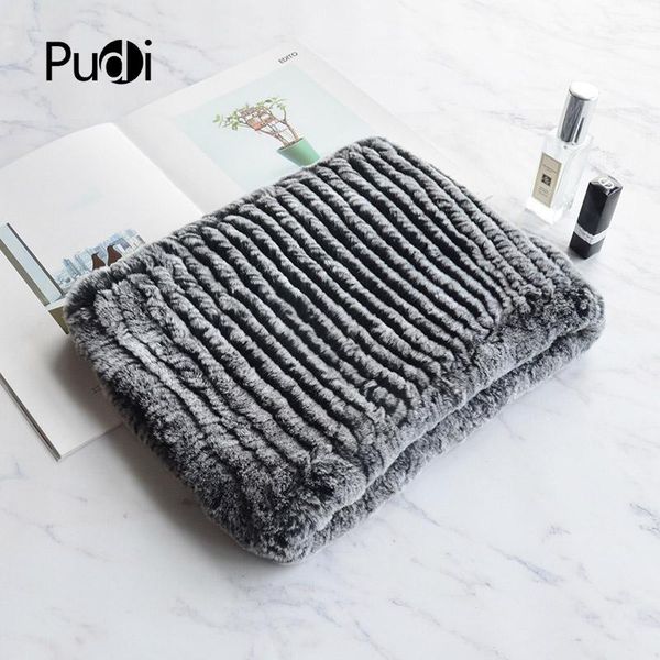 

scarves pudi 803 women warm real rex fur shawl wrap stole 2021 style girls natural poncho shawls, Blue;gray