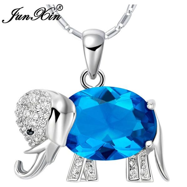 

women blue elephant necklace fashion wedding animal jewelry silver color necklaces pendants gifts pendant