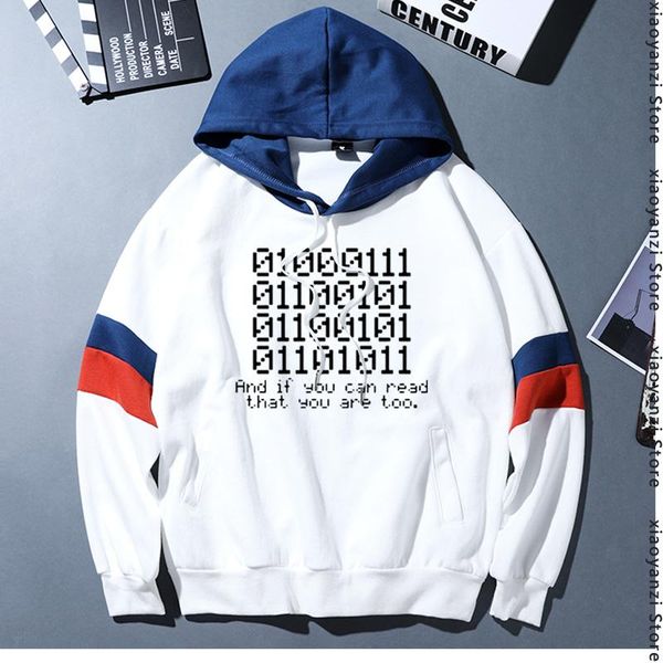 

men's hoodies & sweatshirts autumn binary 0100 and if you can read that programmer encoder funny cotton pullovers s622204, Black