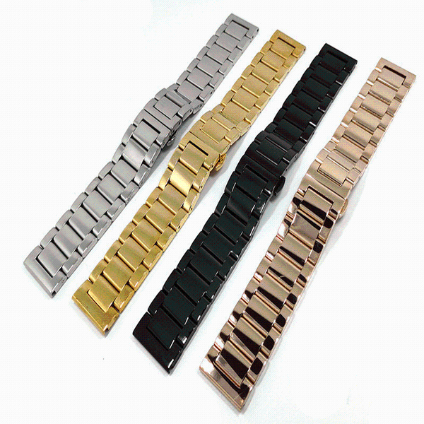 

watch bands shadowshark 18mm/20mm/22mm band solid stainless steel polished surface strap, Black;brown