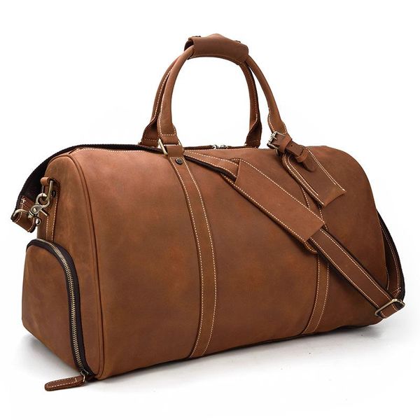

duffel bags men's vintage leather travel bag with shoes, handbag and extra large luggage
