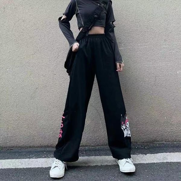 

hip hop cartoon y2k summer womens pant cargo trousers cute pencil harajuku oversized fashion female high street, Black;white