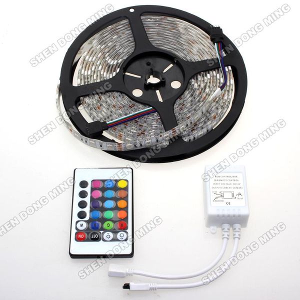 

300leds/5m 60leds/m rgb led strip light 12v smd flexible tape waterproof + 24 key ir remote controller christmas garland strips