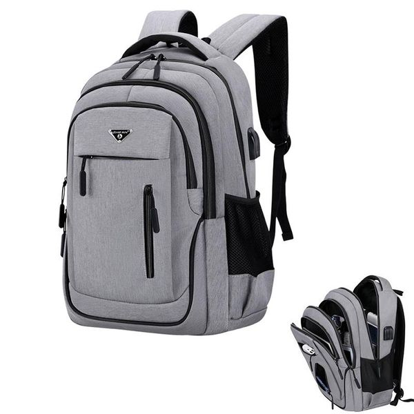 

outdoor bags big capacity men backpack lap15.6 oxford gray solid high school teen college student back pack multifunctional bagpack