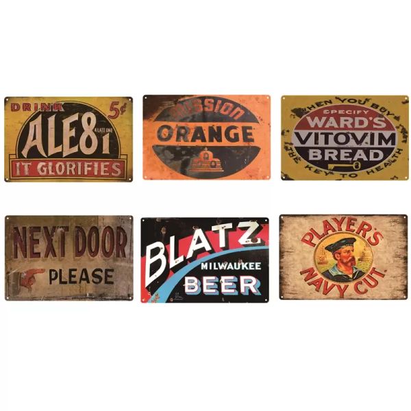 Drink Beer Route US 66 Vintage Retro Teller für Zuhause, Garage, Restaurant, Bar, Pub, Café, Club, dekoratives Wandkunst-Poster, Blechschild, Metall, 20 x 30 cm, CG001