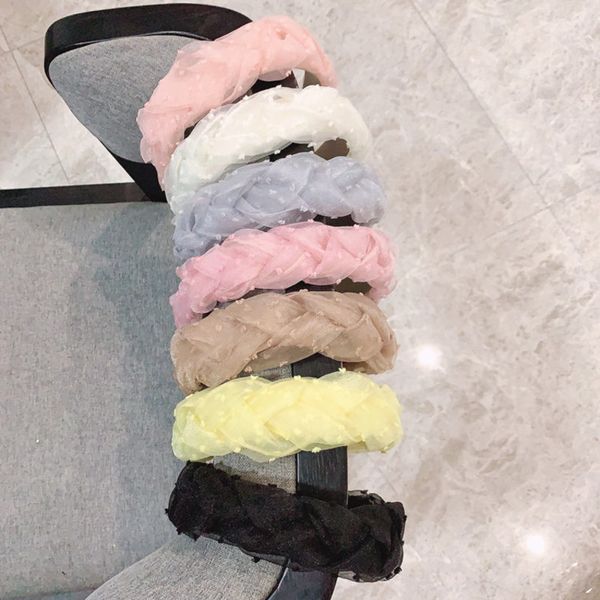 

polka dot small fresh braided wide side pressed hair headband hair accessories hyun ya wind candy color female accessories cx220228, Silver