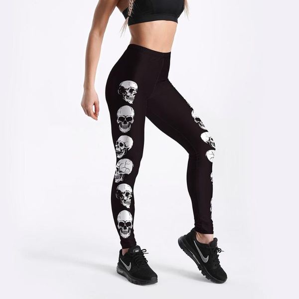 

sale women black skull evil print leggings no transparent exercise fitness push up yoga outfit